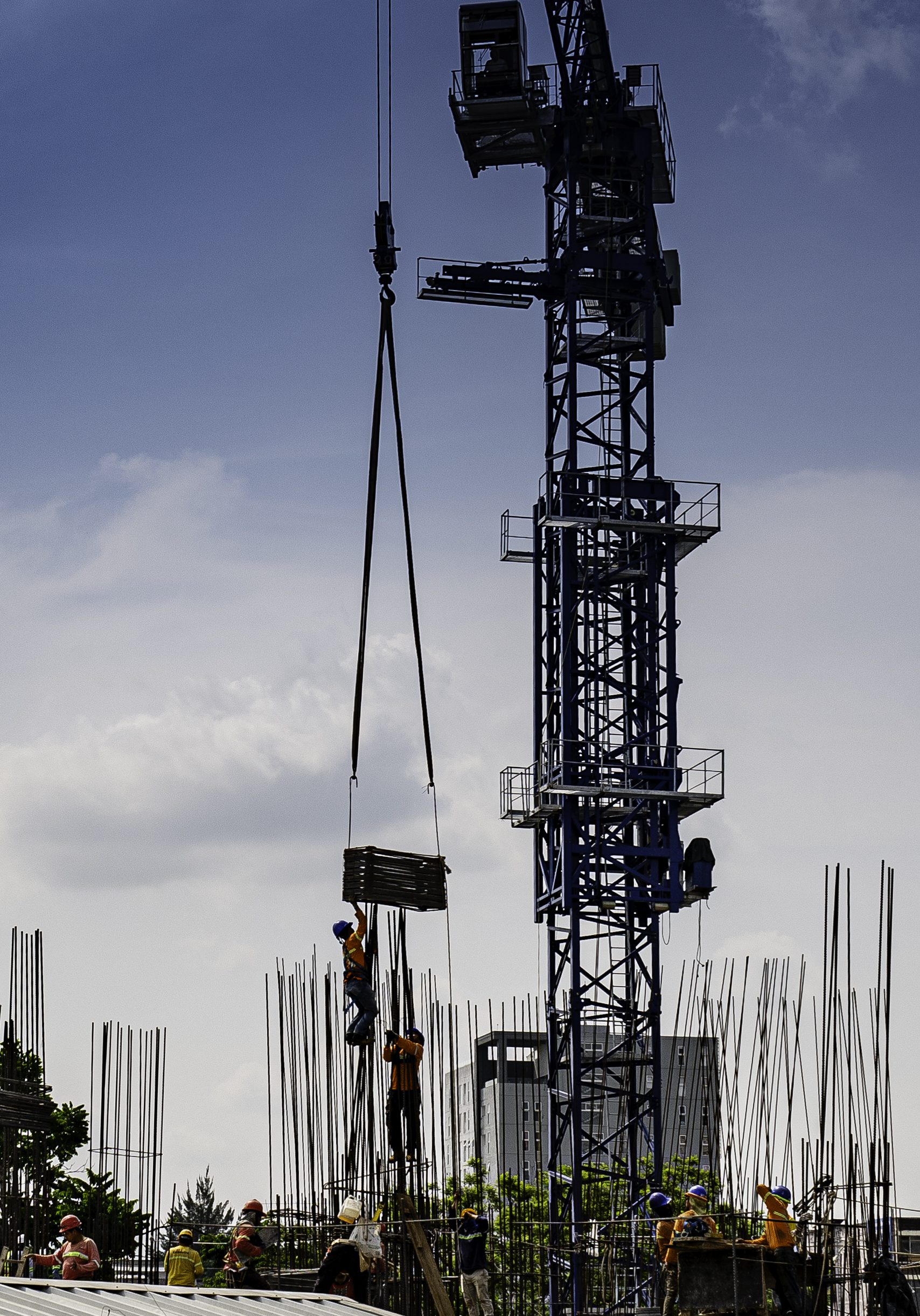 Men working with crane Guatemala